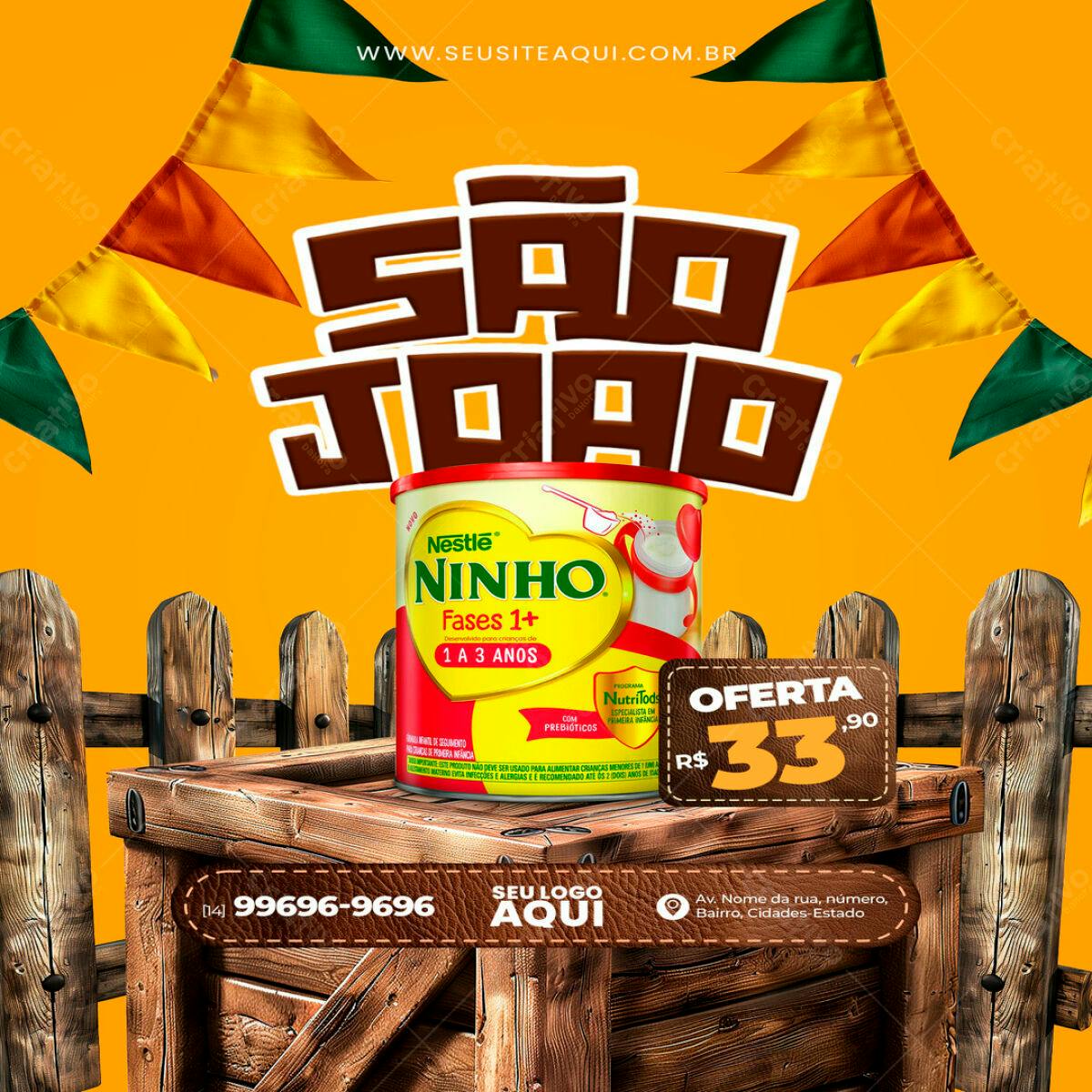 Flyer Festa Junina com Nestlé Ninho PSD Editável