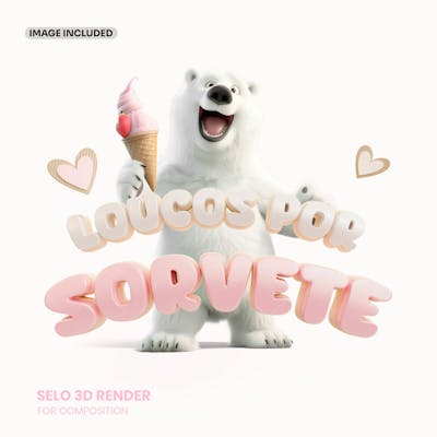 Selo 3D Sorveteria Composição Para Social Media