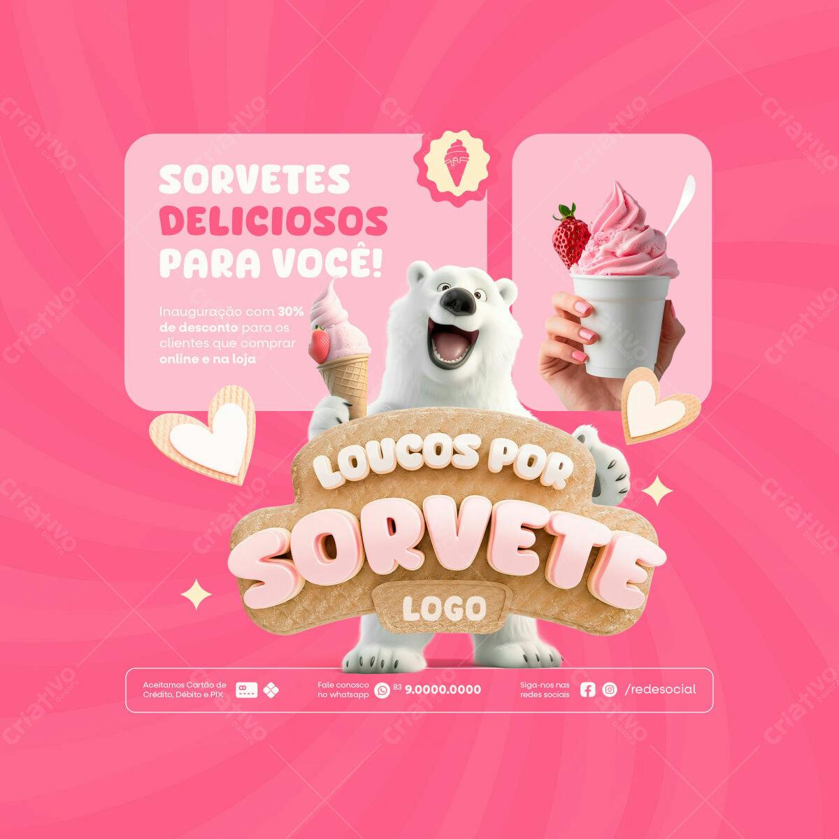 Flyer para Inauguração de Sorveteria PSD Editável