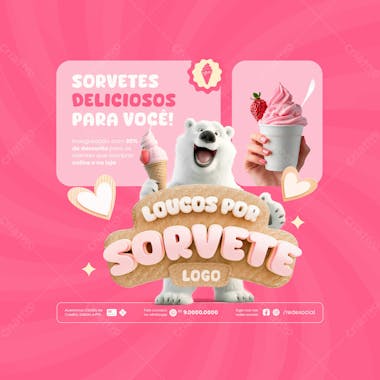 Sorvetes deliciosos para você sorveteria social media feed