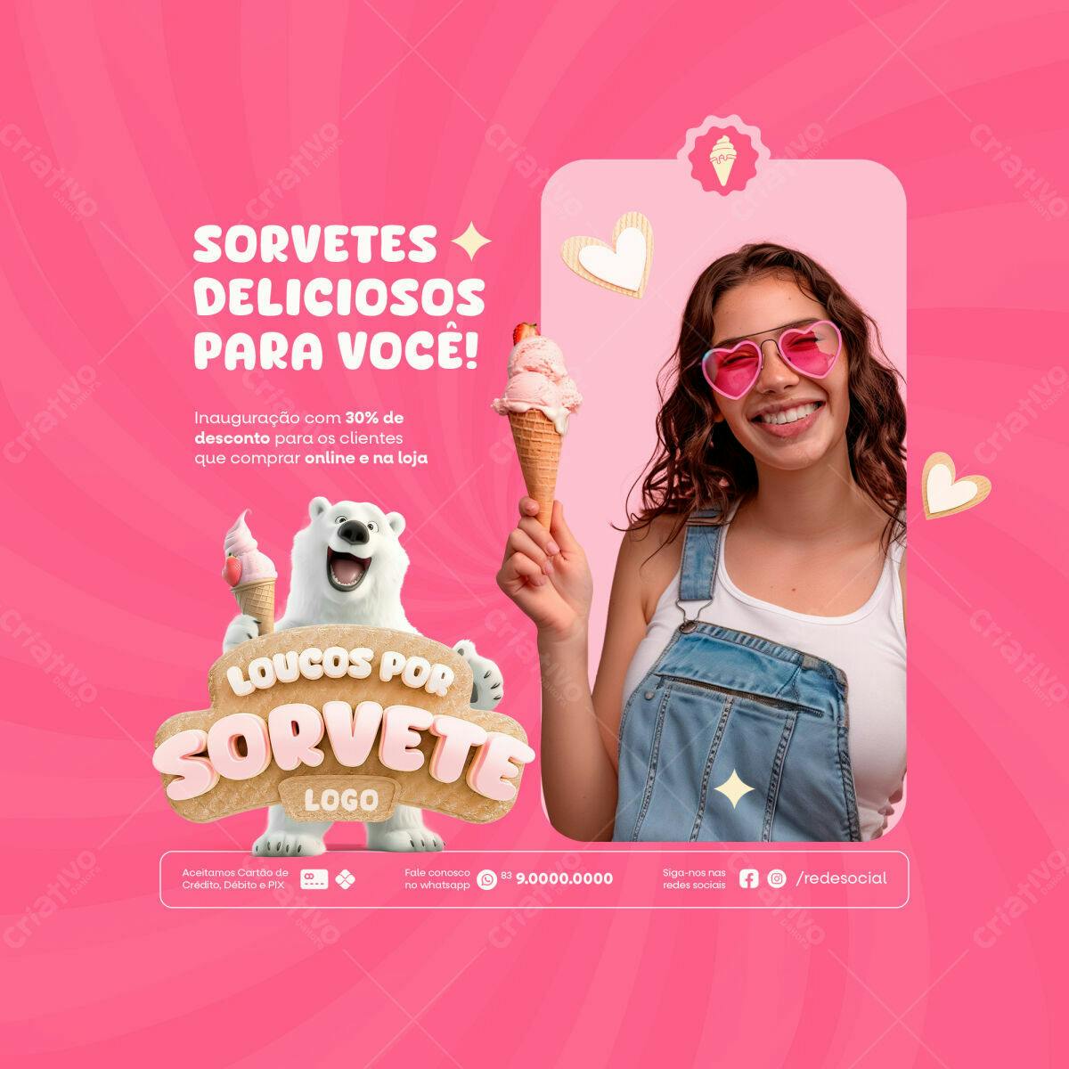Post para Sorveteria PSD Editável