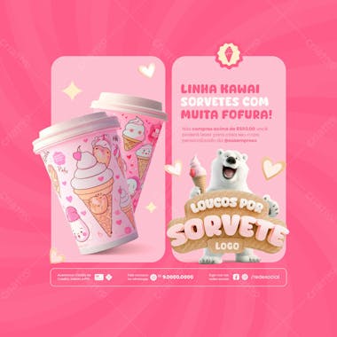 Sorvetes com muita fofura sorveteria social media feed