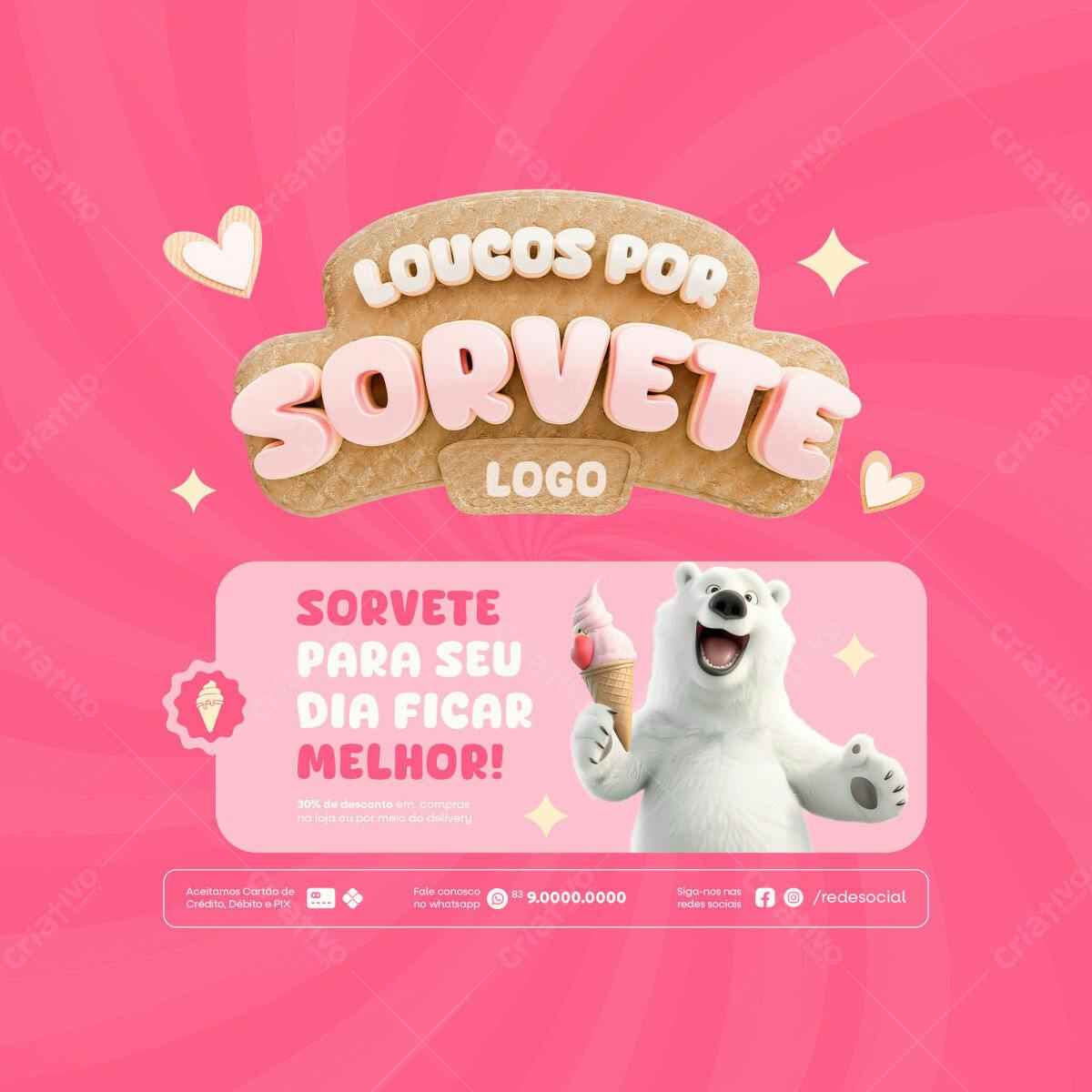 Post para Sorveteria PSD Editável