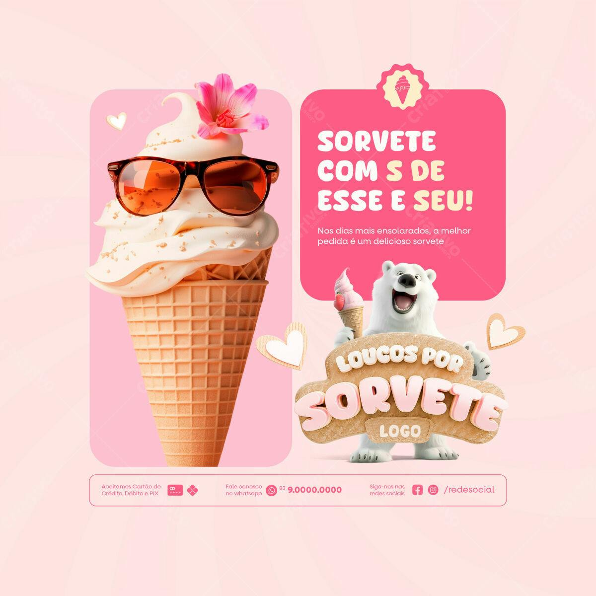 Flyer Sorveteria Verão PSD Editável