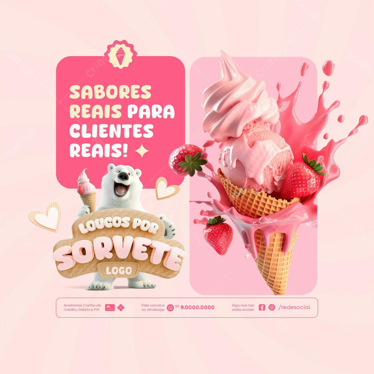 Post para Sorveteria PSD Editável