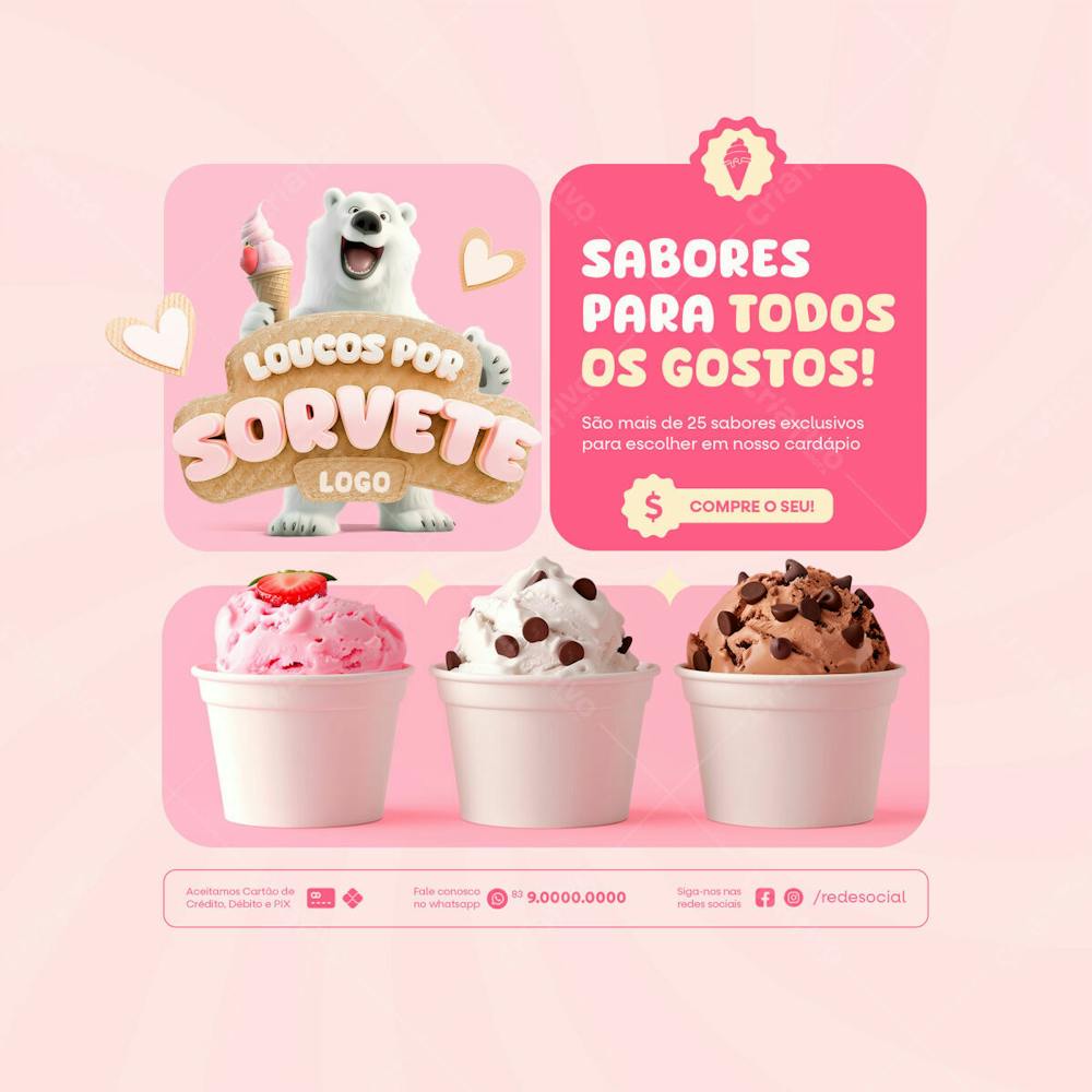 Sabores Para Todos Os Gostos Sorveteria Social Media Feed