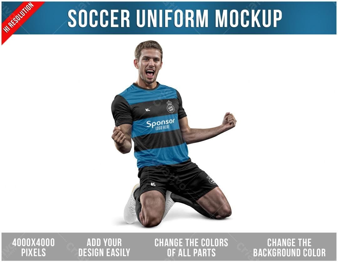 Mockup Uniforme de Futebol PSD Editável