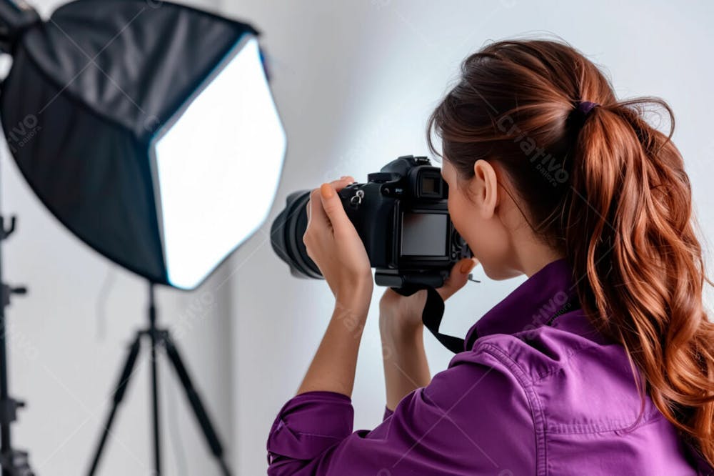 Fotógrafa Profissional Tirando Fotos Em Um Estúdio 8