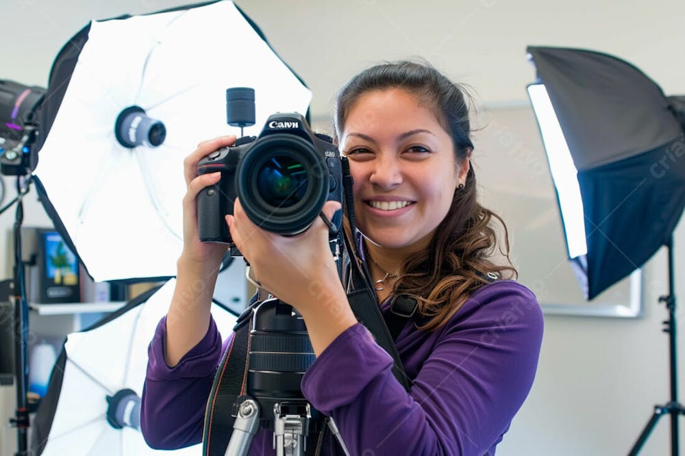 Fotógrafa Profissional Tirando Fotos Em Um Estúdio 17