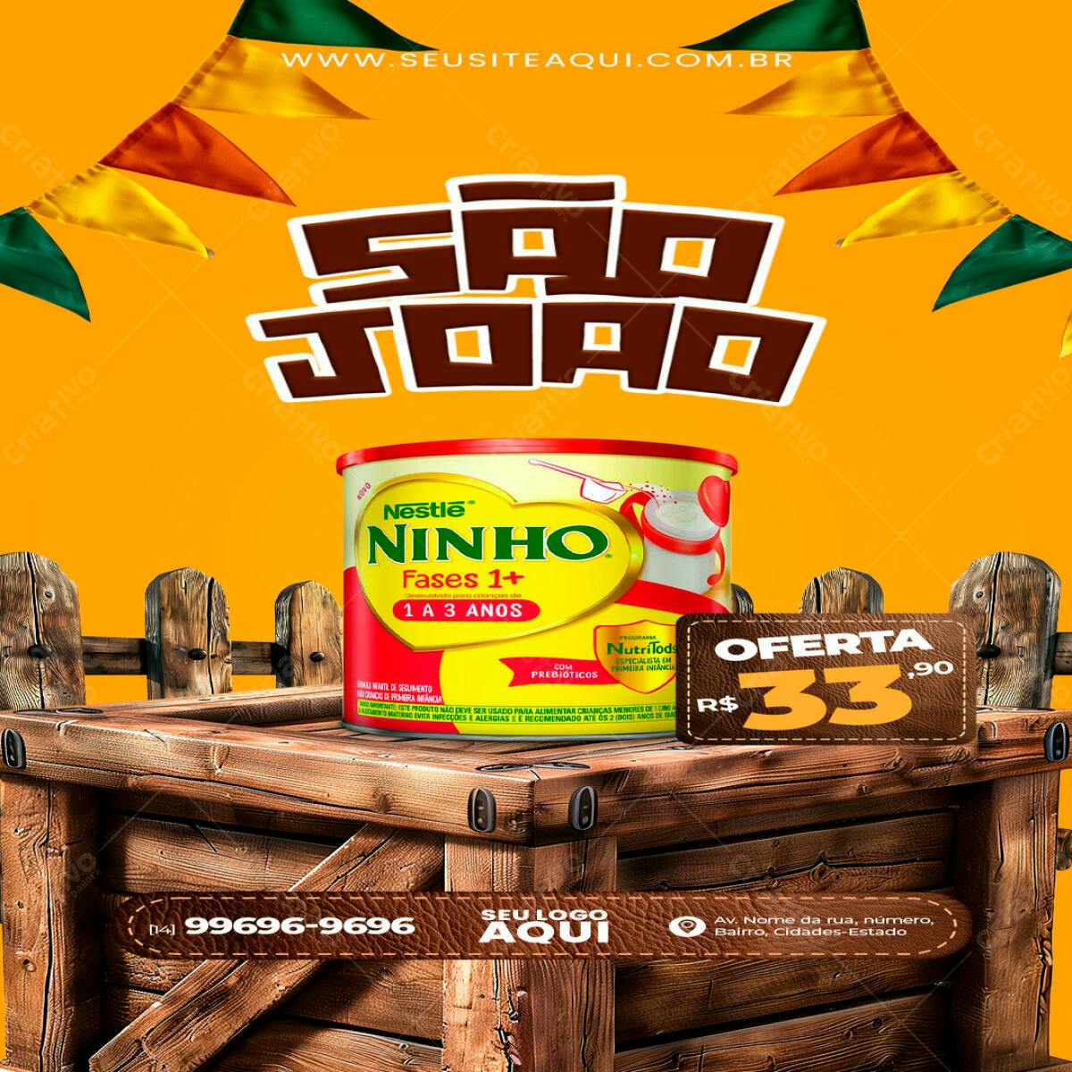 Flyer Festa Junina com Nestlé Ninho PSD Editável