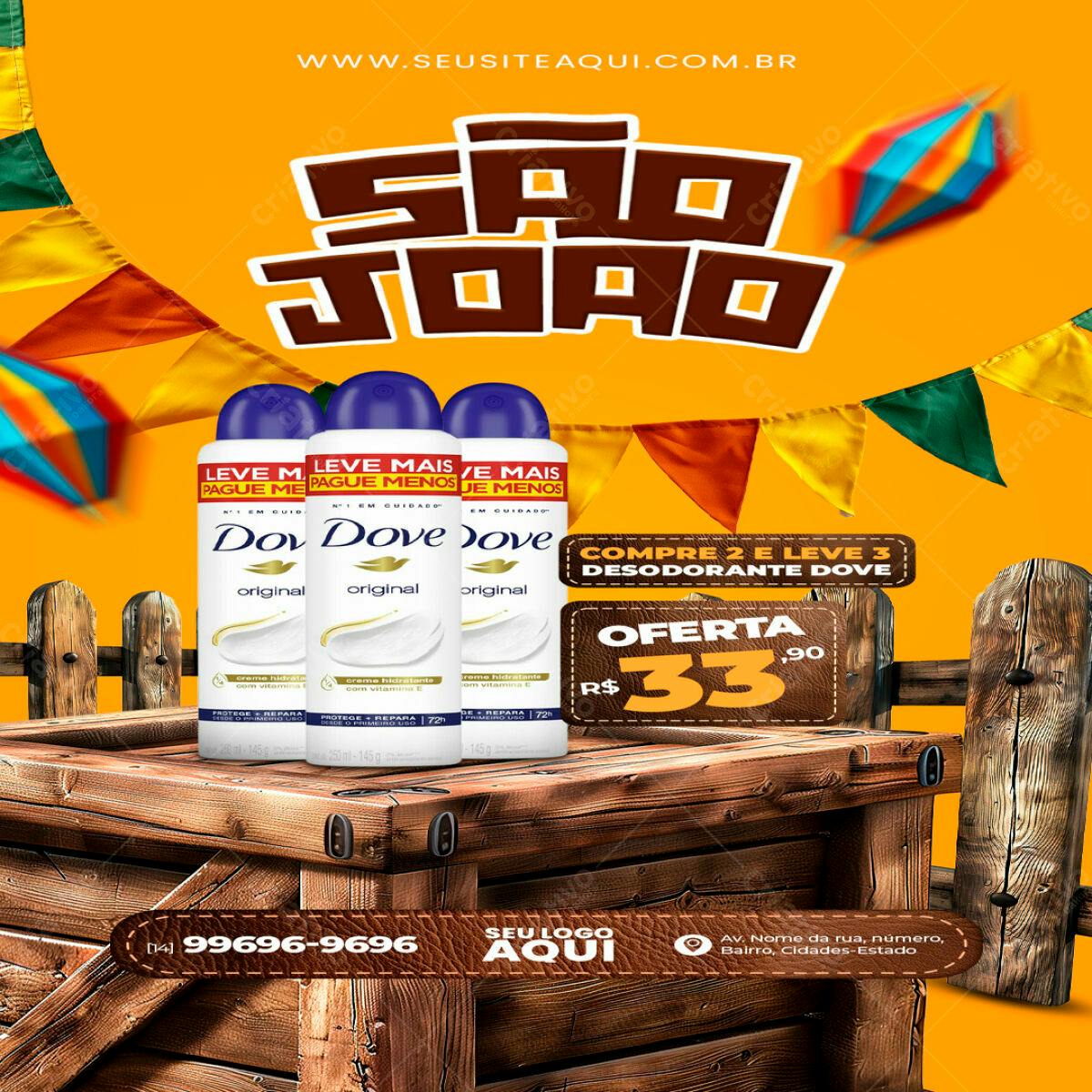 Flyer Festa Junina com Dove PSD Editável