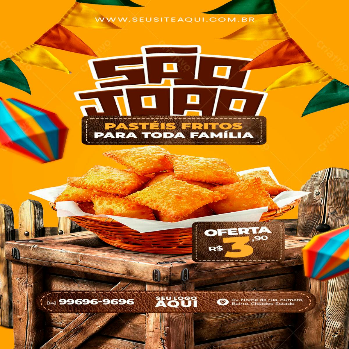 Flyer Festa Junina Pastéis PSD Editável