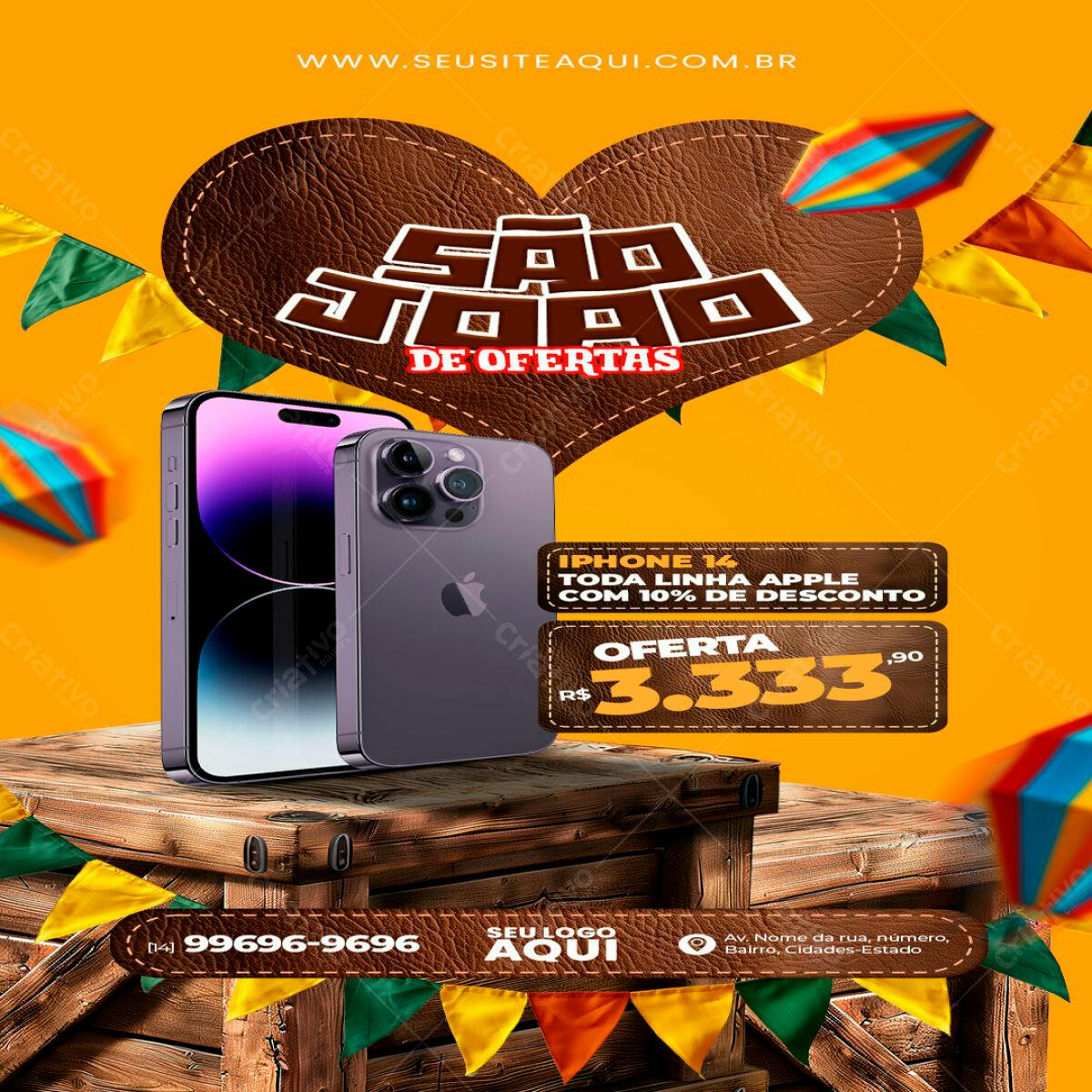 Flyer São João com Promoção de iPhone PSD Editável