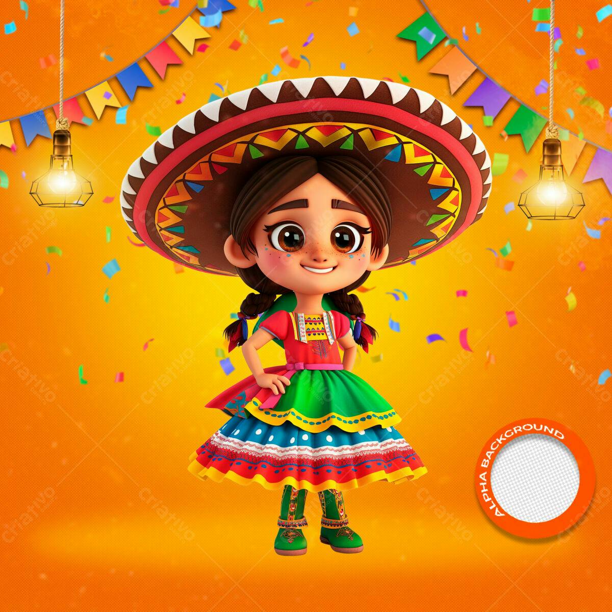 PSD Festa Mexicana Infantil Editável
