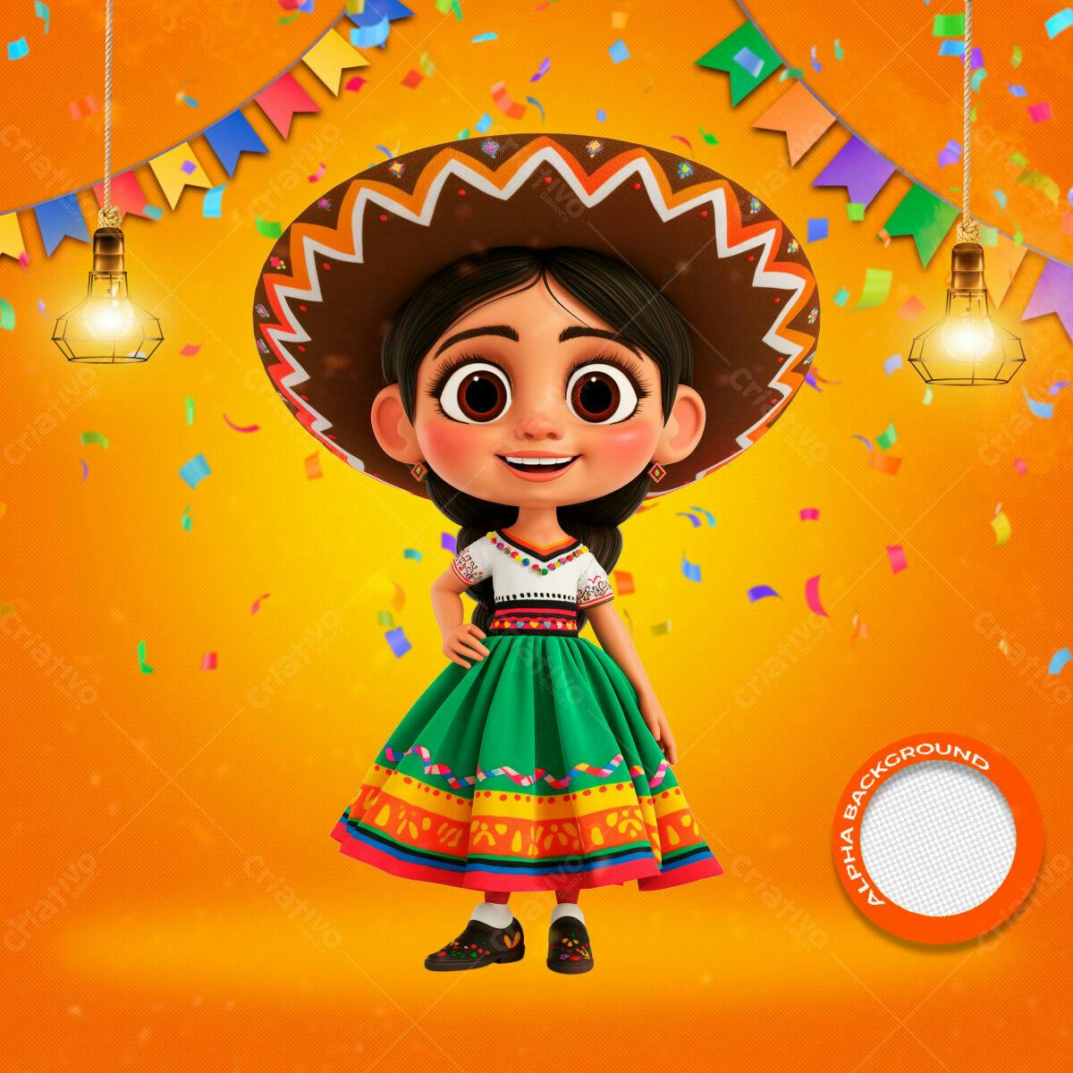 PSD Festa Mexicana Infantil Editável