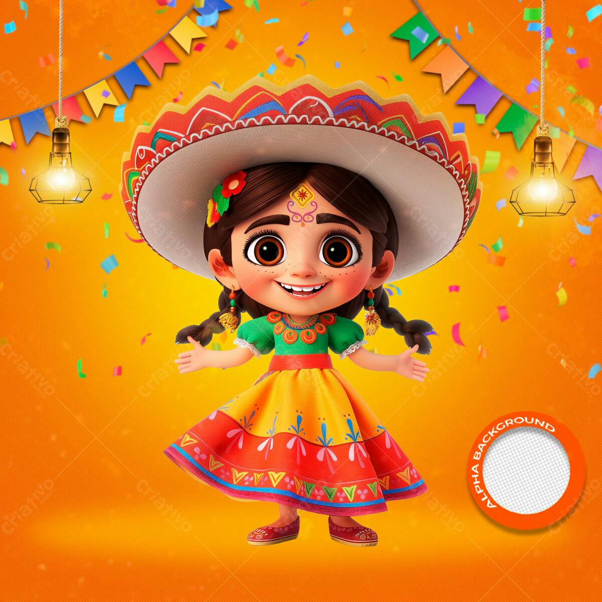 PSD Festa Mexicana Infantil PSD Editável