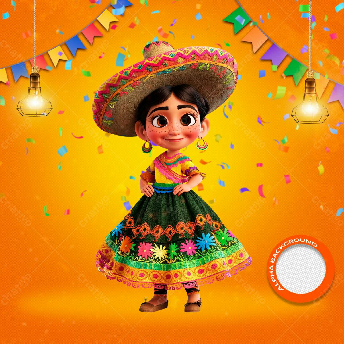 PSD Festa Mexicana Infantil PSD Editável