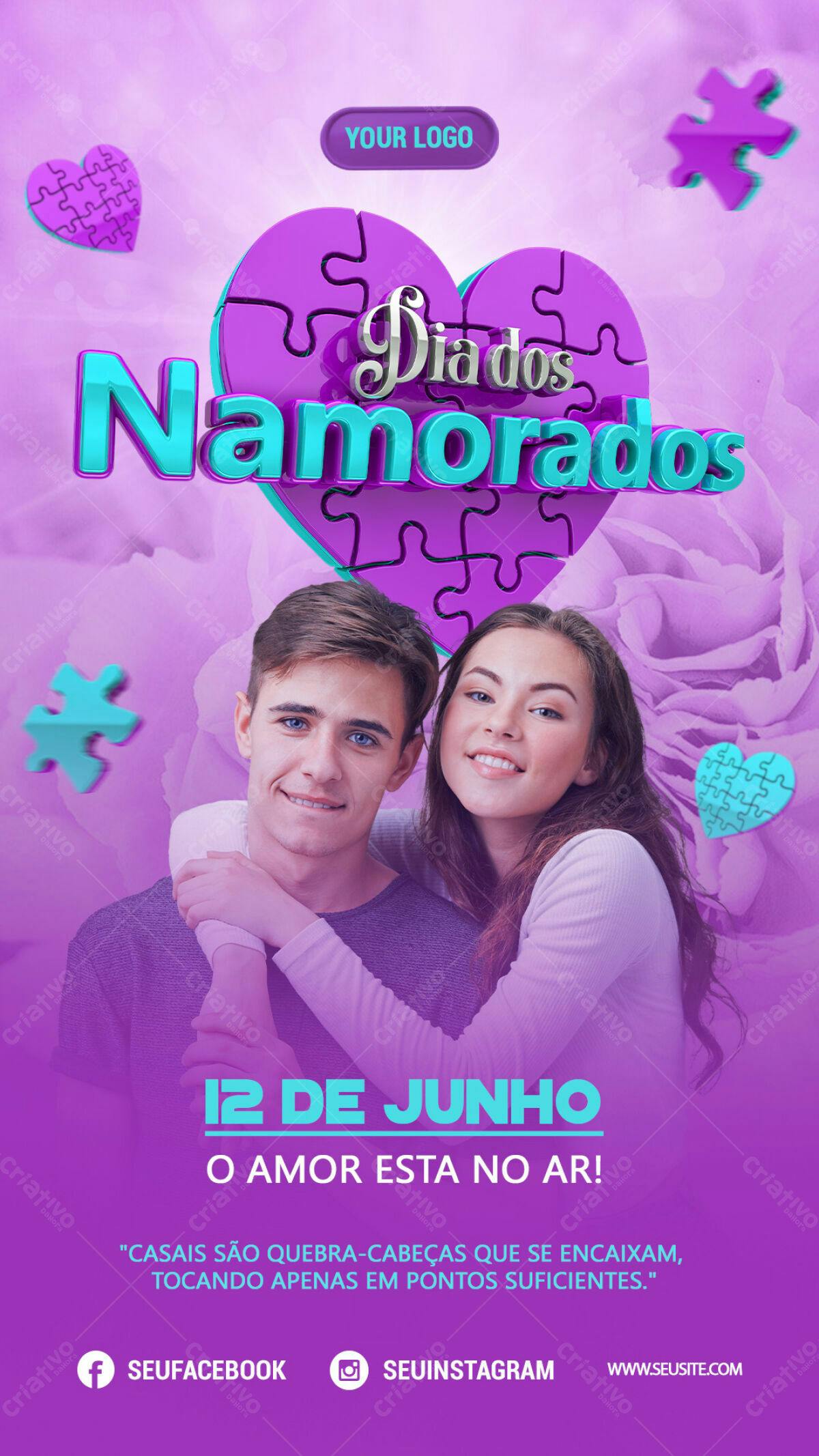 Flyer Dia dos Namorados 12 de Junho PSD Editável