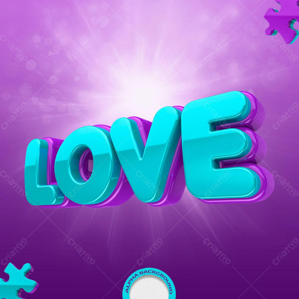 Background Romântico com a Palavra LOVE PSD Editável