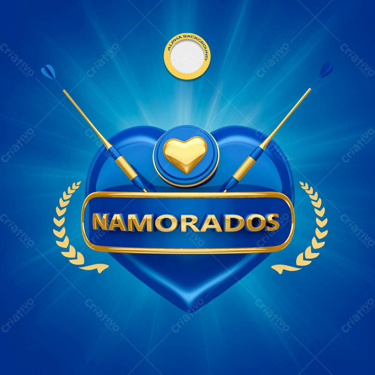 Flyer Dia dos Namorados Azul e Dourado PSD Editável