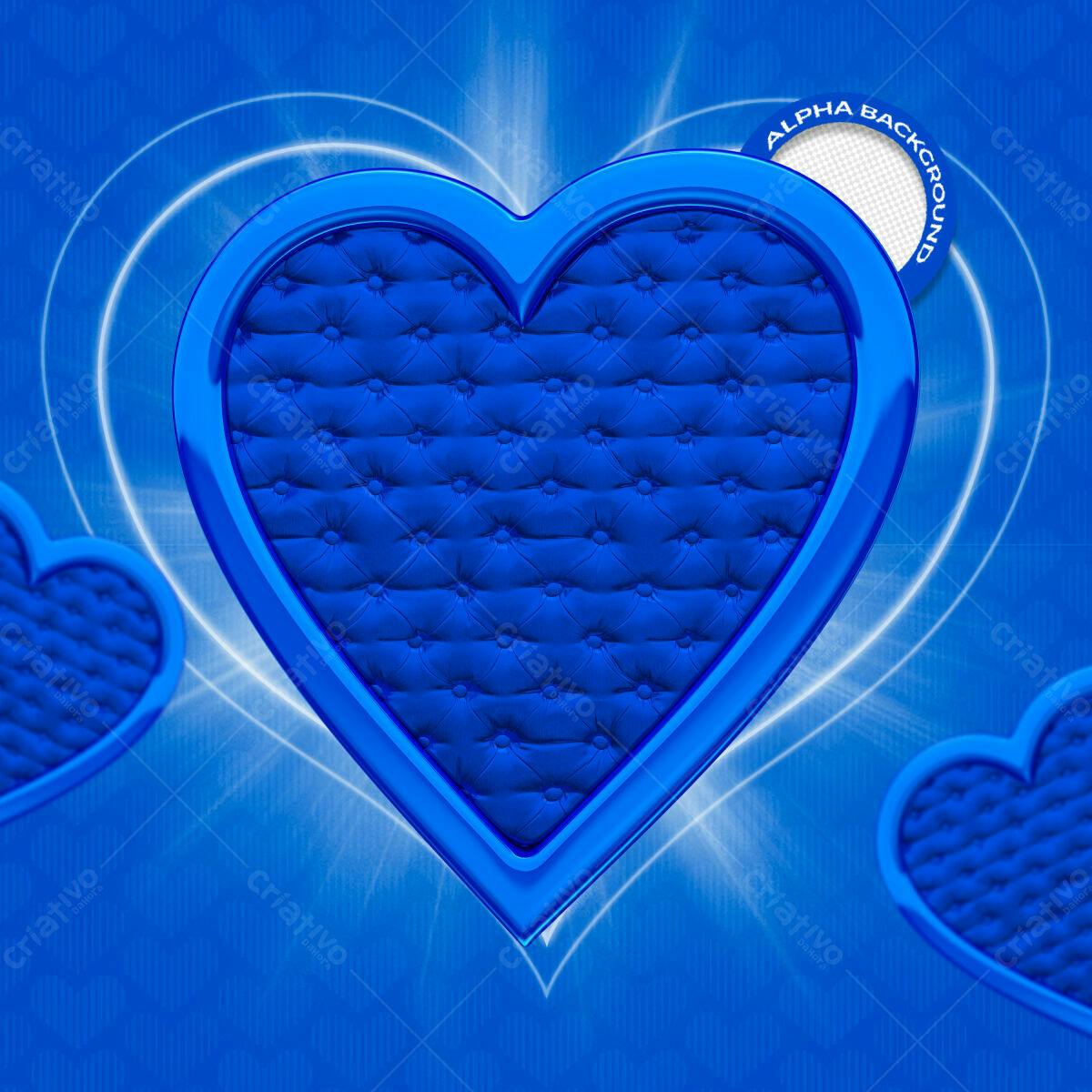 Moldura Coração Azul Royal PSD Editável