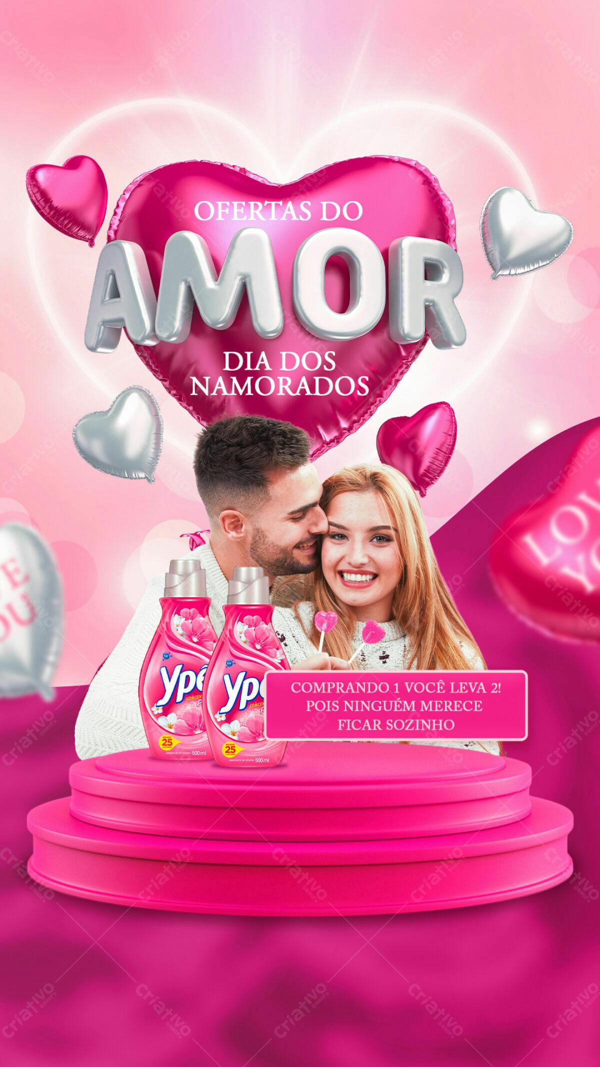 Flyer Dia dos Namorados com Produtos PSD Editável