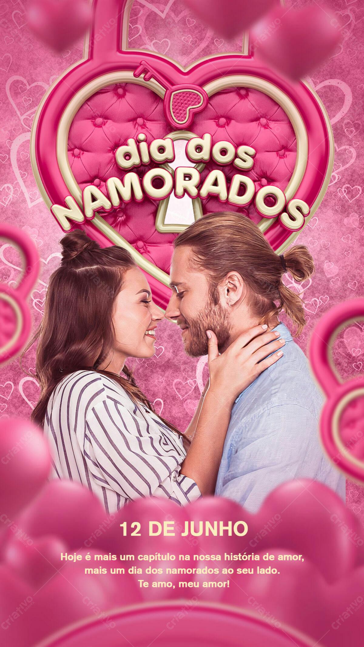 Flyer Dia dos Namorados Romântico PSD Editável