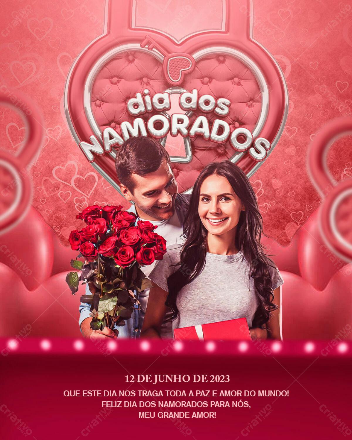 Flyer Dia dos Namorados Romântico PSD Editável