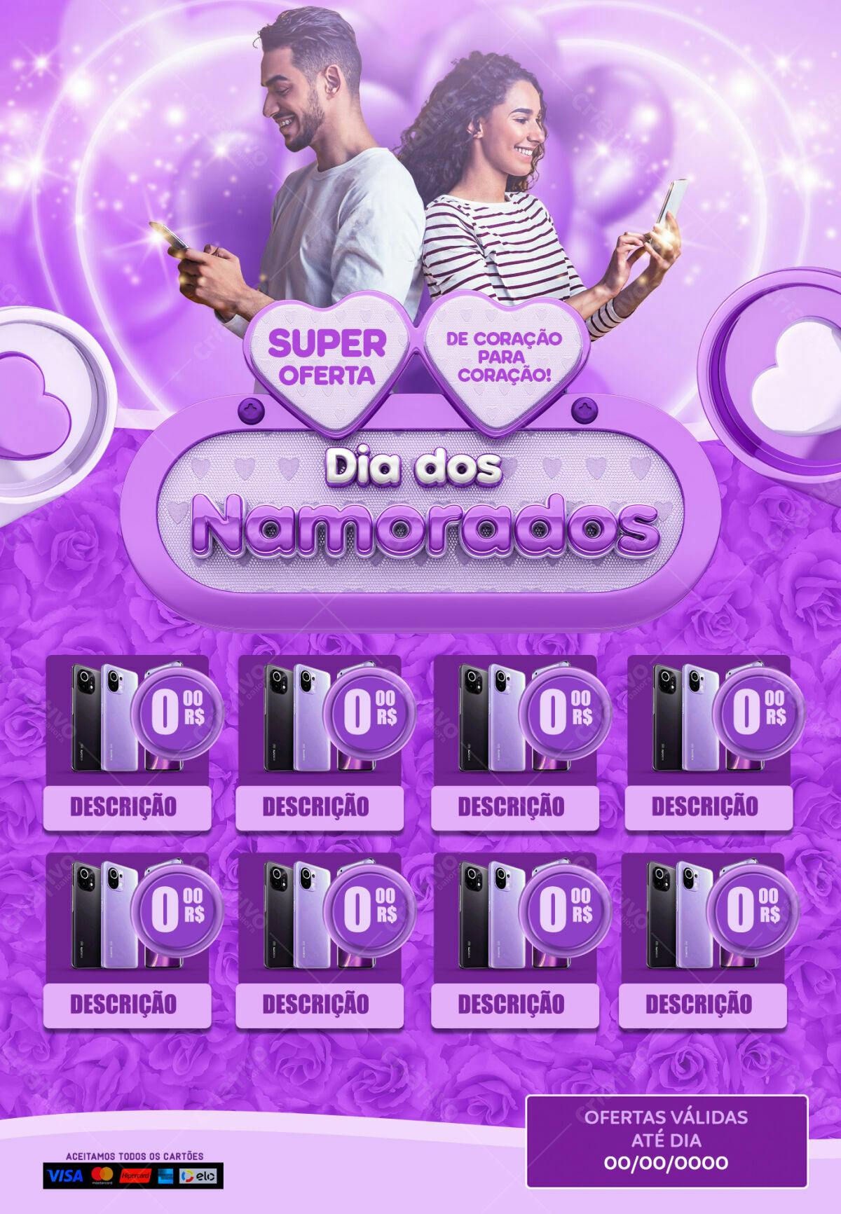 Flyer Dia dos Namorados PSD Editável