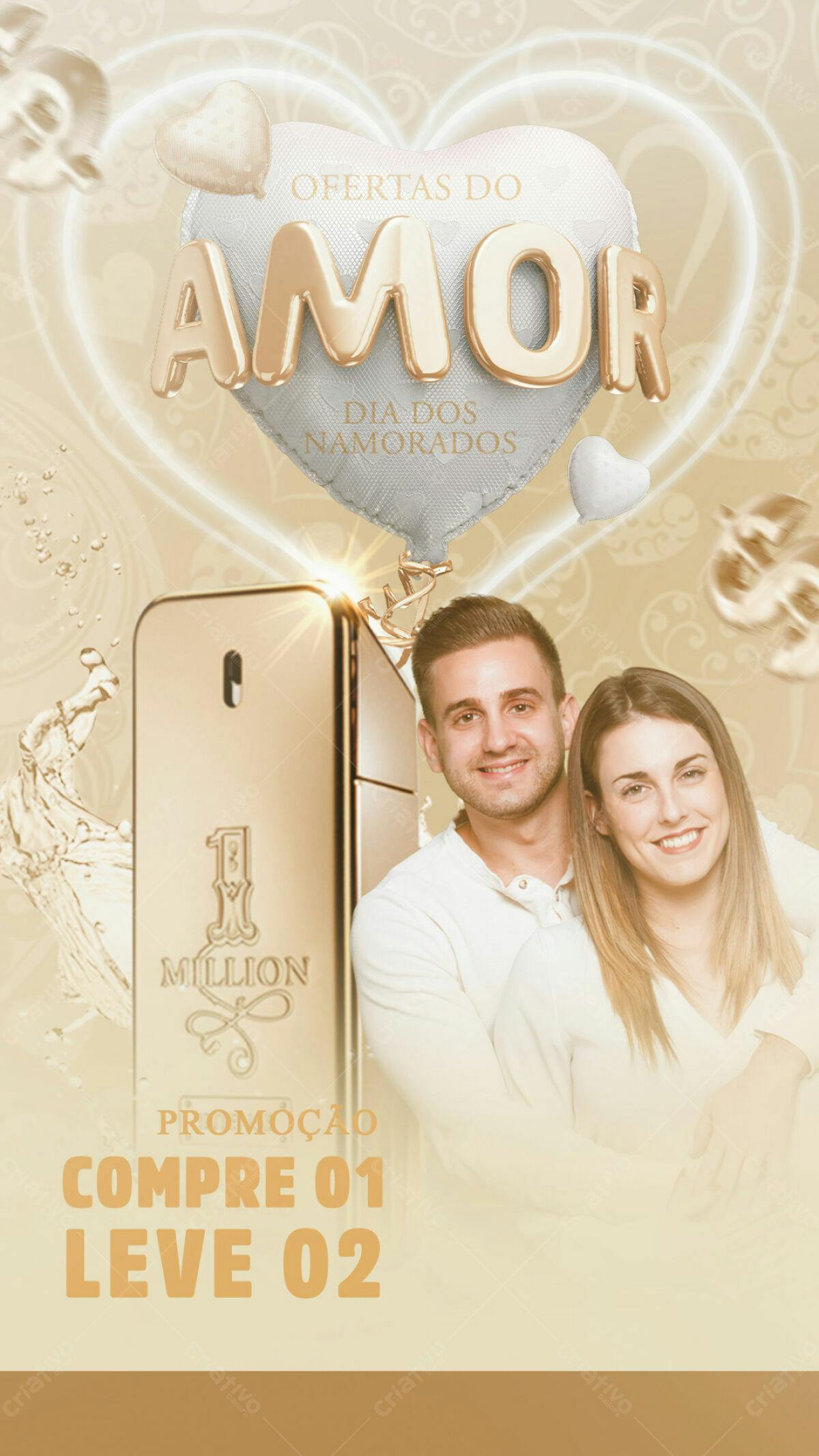 Flyer Dia dos Namorados Promoção Compre 1 Leve 2 PSD Editável