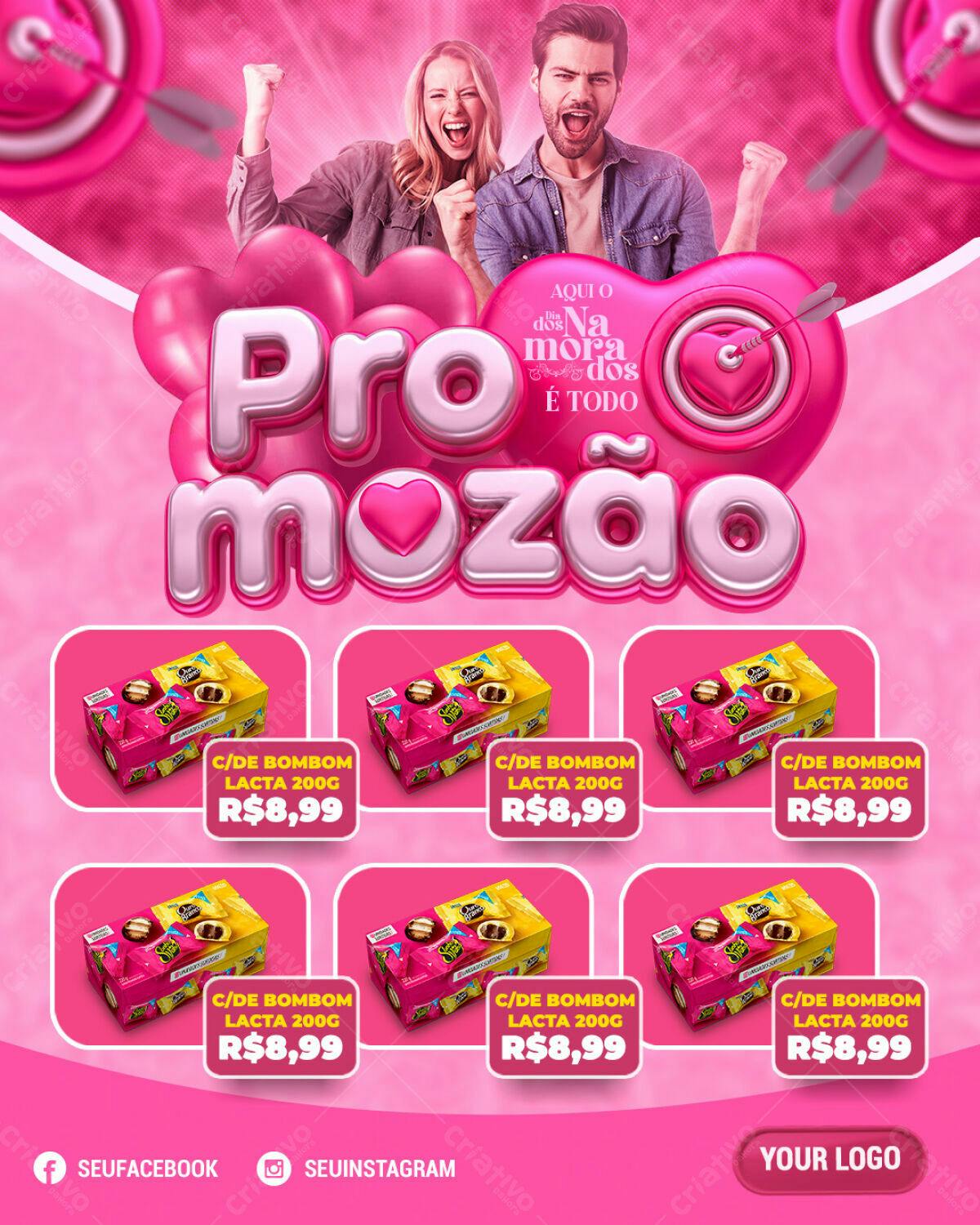 Flyer Dia dos Namorados Promoção Lacta PSD Editável