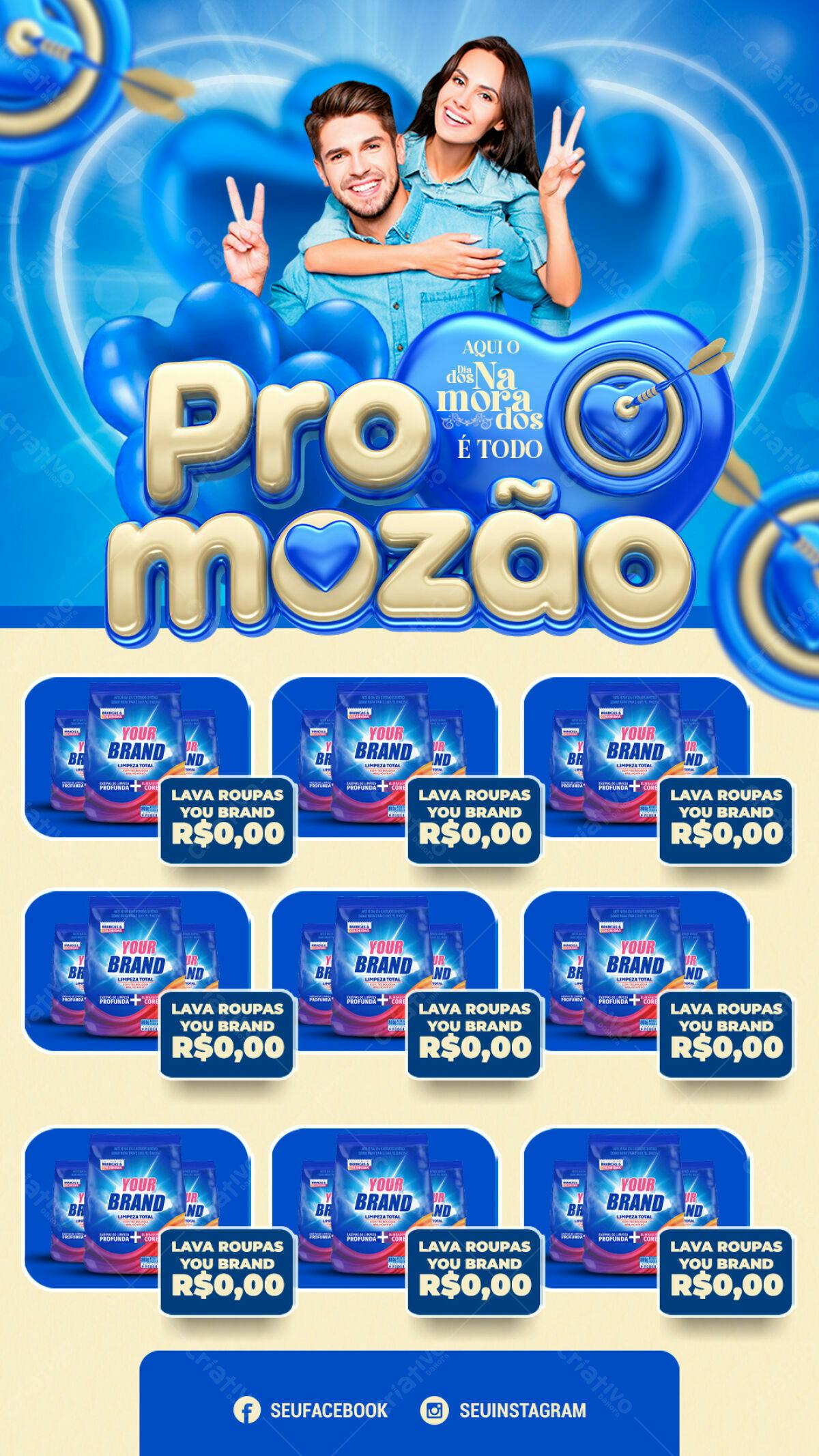 Flyer Dia dos Namorados Promoção Lavanderia PSD Editável