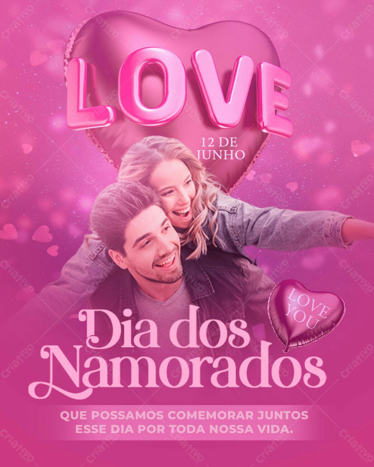 Flyer Dia dos Namorados Romântico PSD Editável