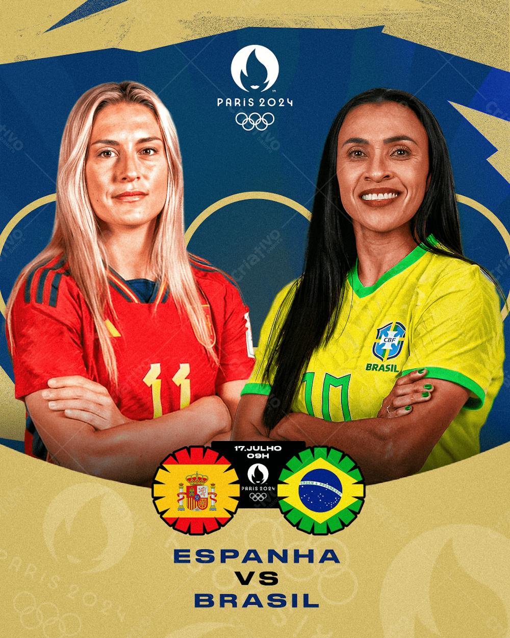 Flyer Matchday Espanha X Brasil Olimpiadas 2024