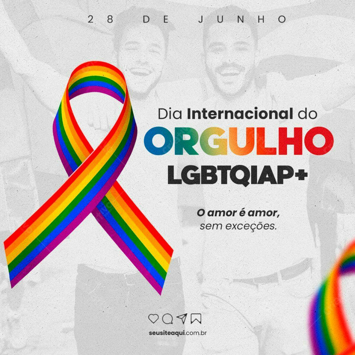 Flyer Dia Internacional do Orgulho LGBTQIAP+ PSD Editável