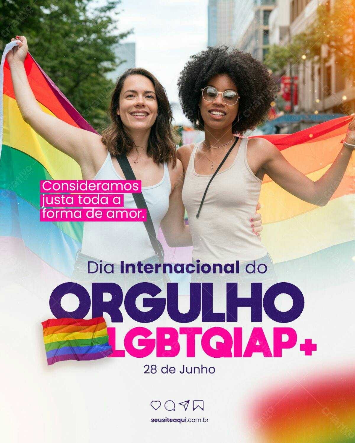 Flyer Dia Internacional do Orgulho LGBTQIAP+ PSD Editável