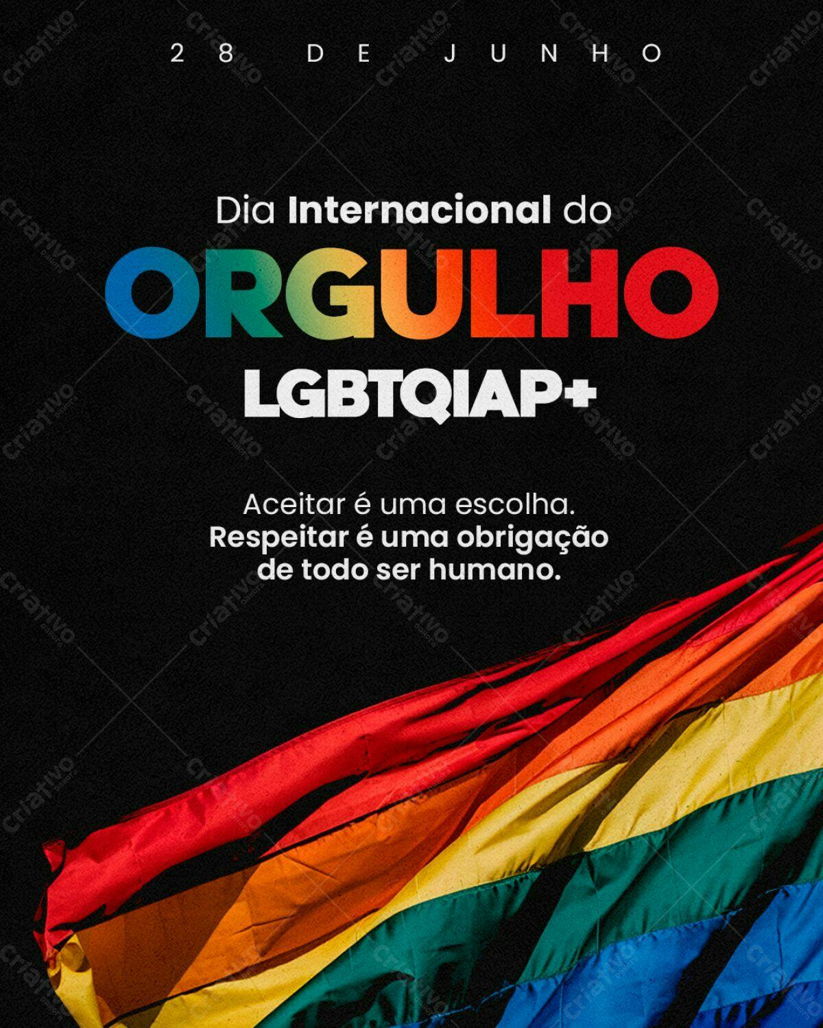 Flyer Dia Internacional do Orgulho LGBTQIAP+ PSD Editável