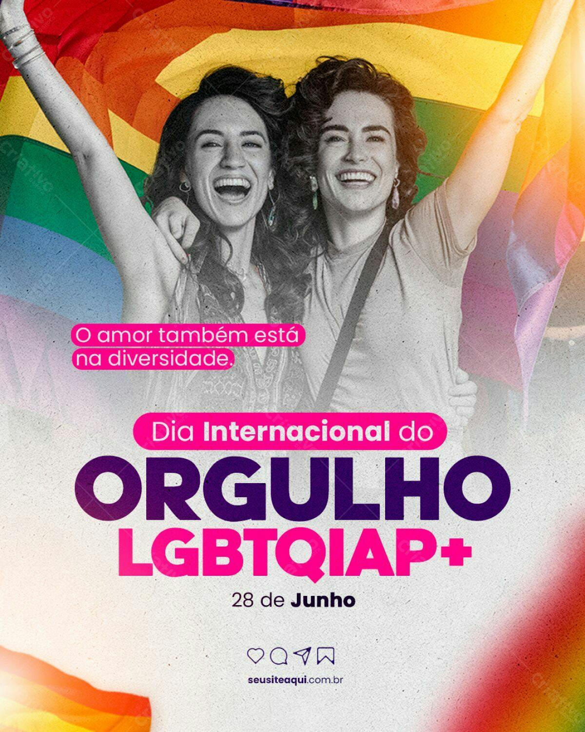 Flyer Dia Internacional do Orgulho LGBTQIAP+ PSD Editável