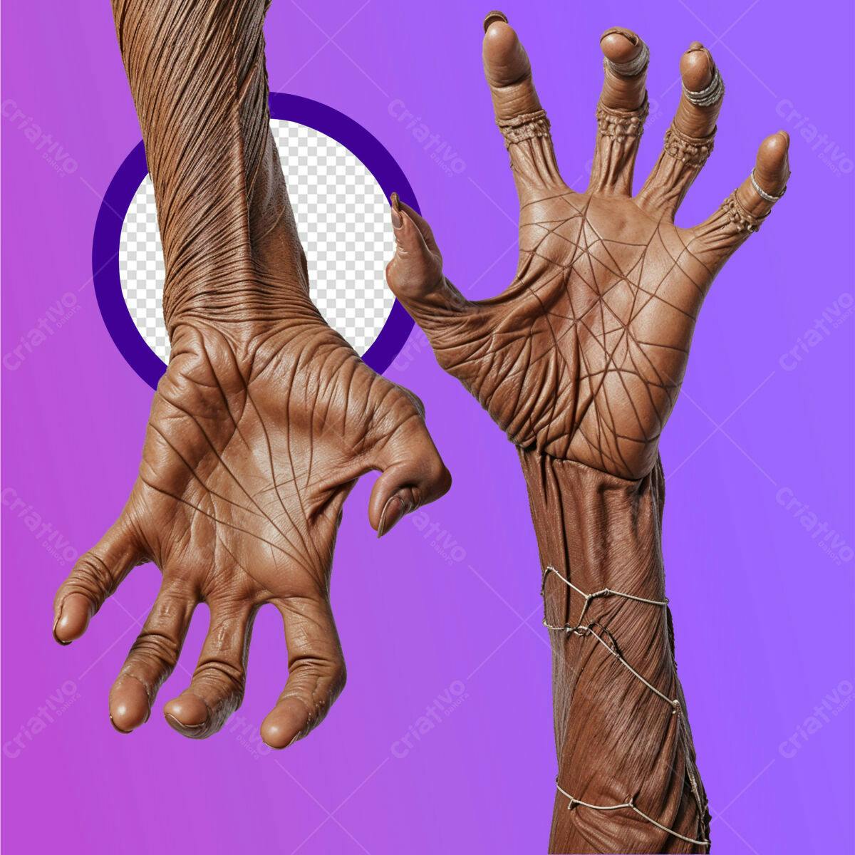 Kit de Mãos PSD Editável para Design Surrealista