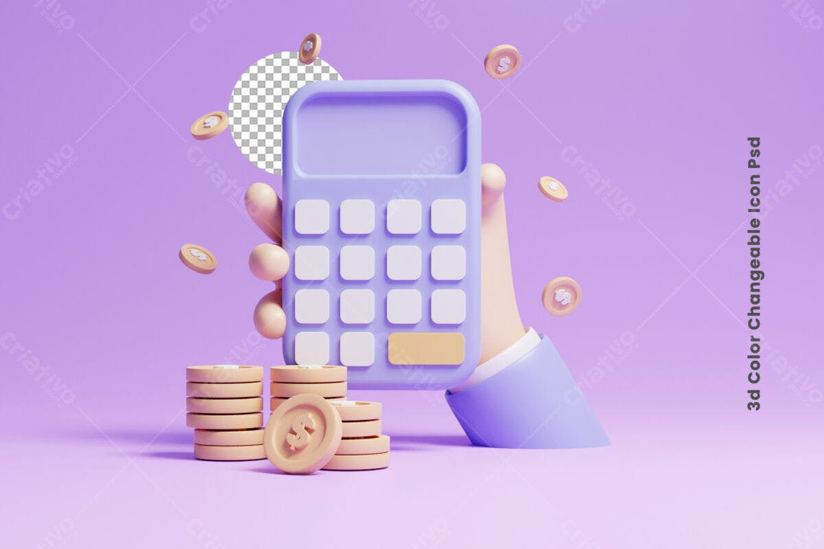 Ícone Calculadora 3D PSD Editável