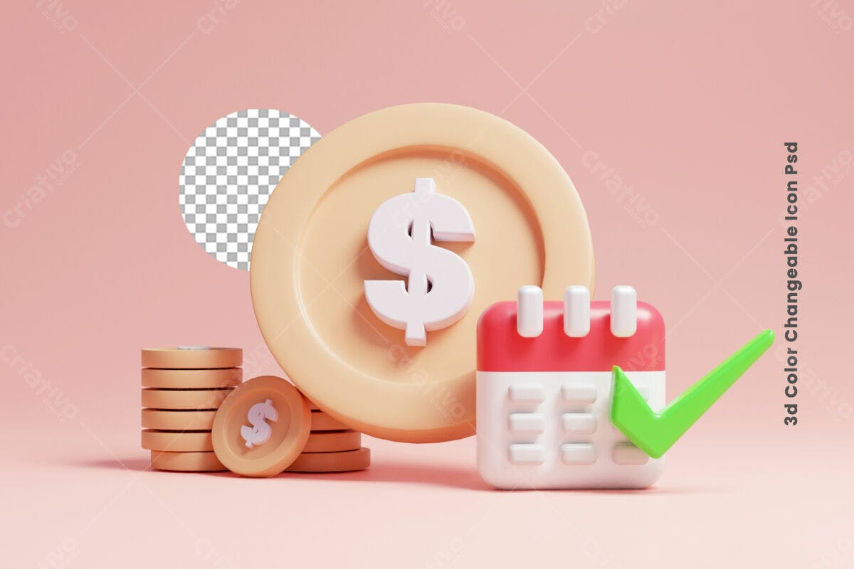 Ícones 3D Financeiros PSD Editável
