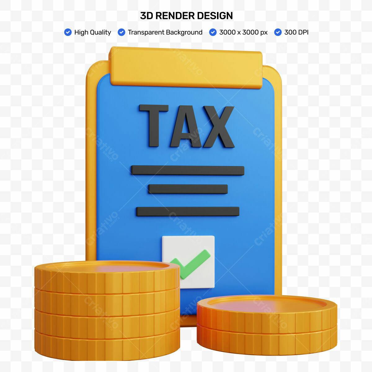 PSD Imposto de Renda 3D Renderizado Editável