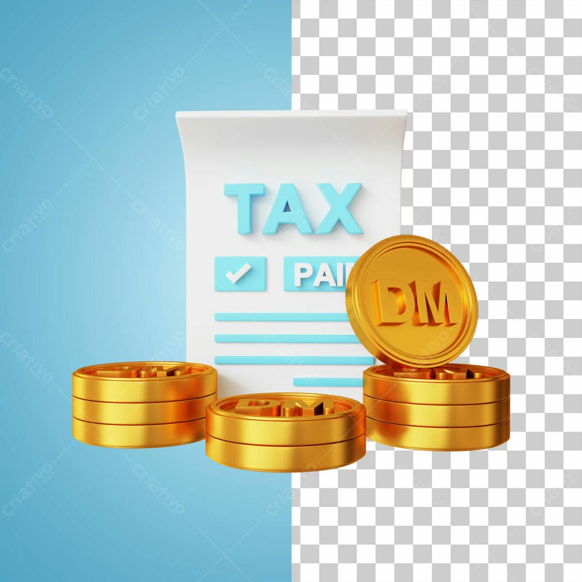 Ilustração Imposto Pago PSD Editável