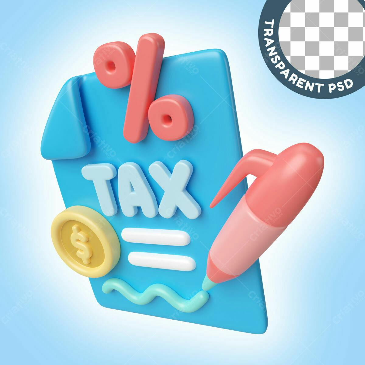 Ícone Imposto 3D PSD Editável
