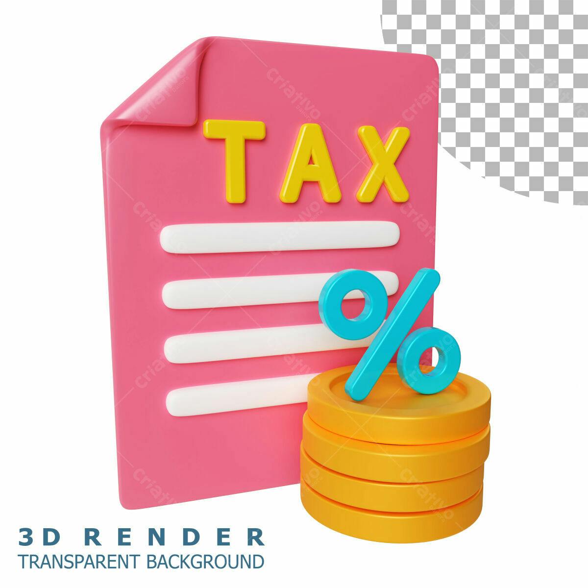 Ícone Imposto de Renda 3D PSD Editável