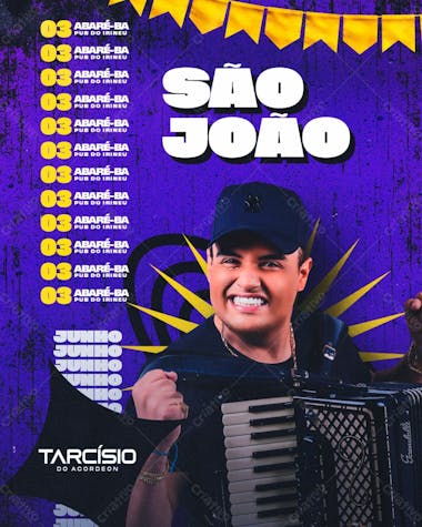 Agenda de shows tarcísio do acordeon feed psd editável