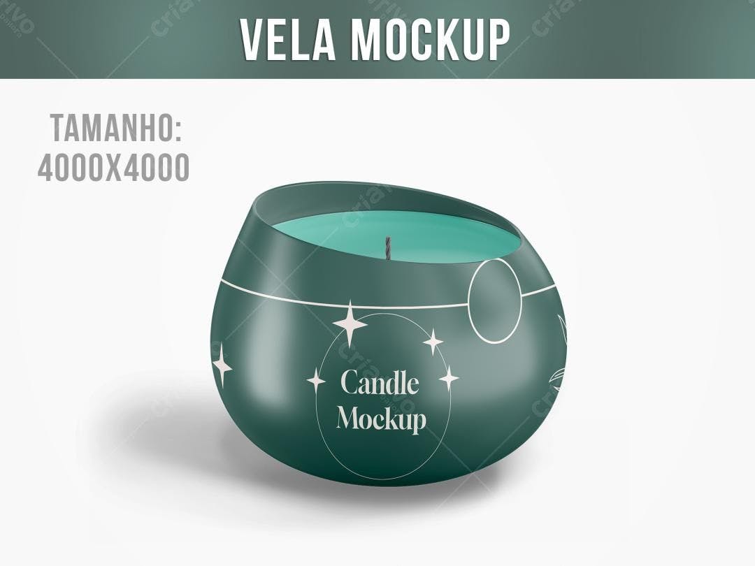 Mockup Vela Verde Escura com Design Minimalista