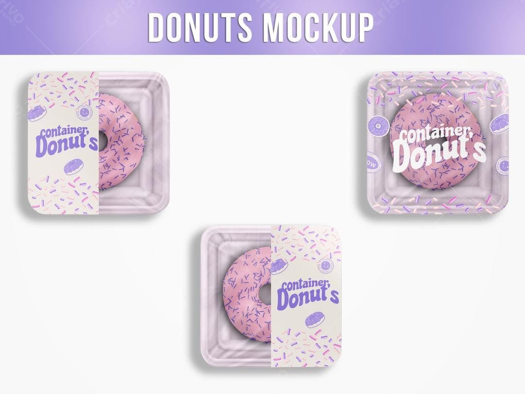Mockup Embalagem Donut Rosa com Design Moderno