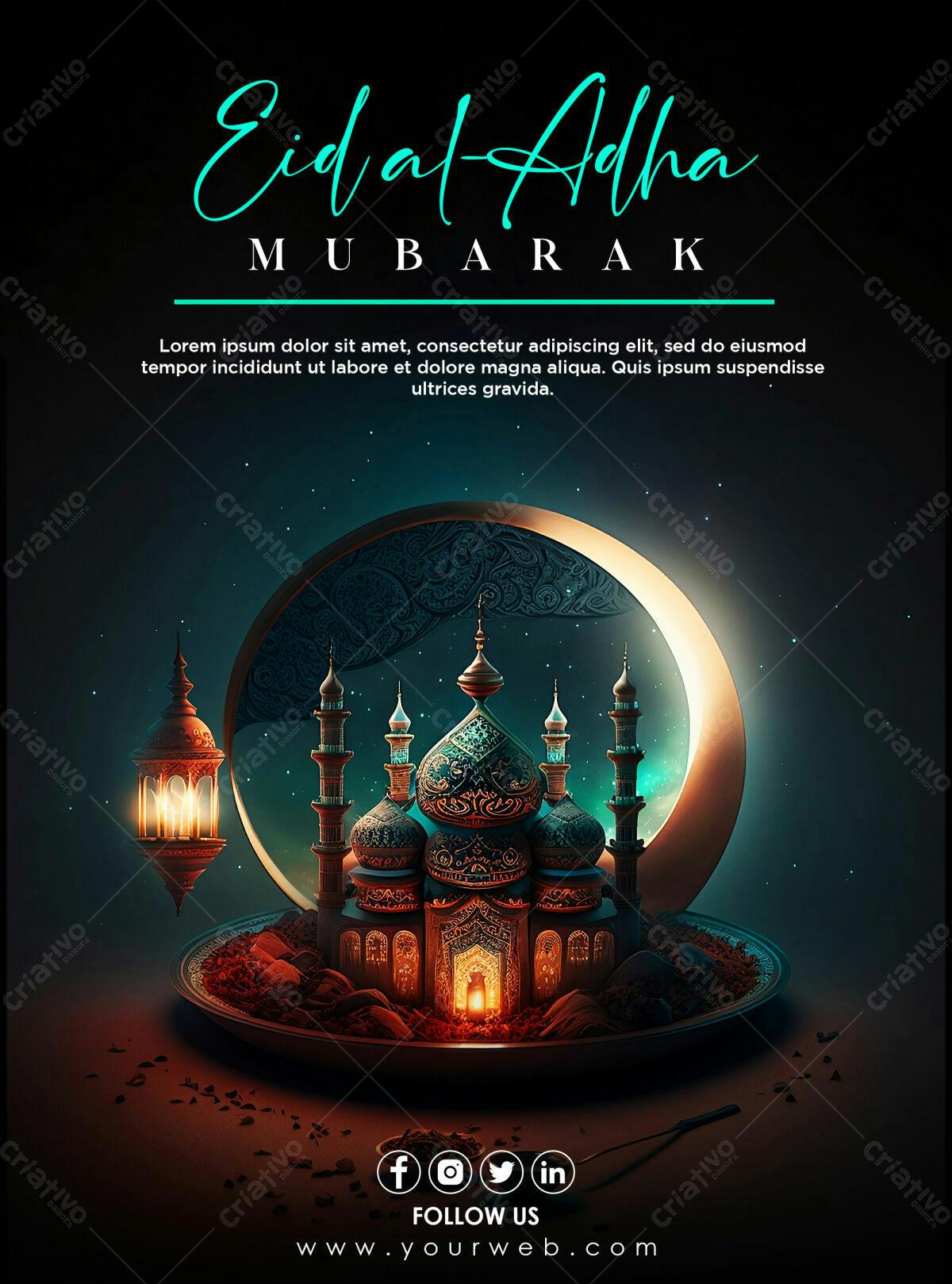 Flyer Eid al-Adha Mubarak PSD Editável