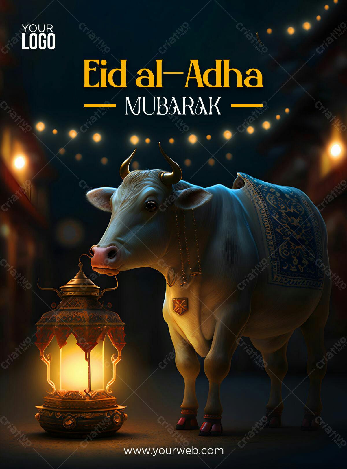 Flyer Eid al-Adha Mubarak PSD Editável
